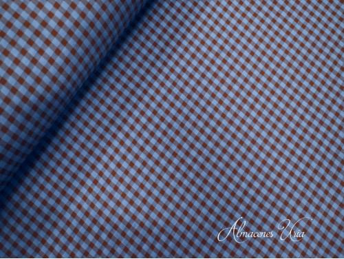 Vichy Seersucker Azúl-Marrón