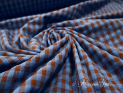 Vichy Seersucker Azúl-Marrón