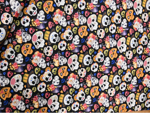 Popelín algodón 100% calaveras Día de los Muertos