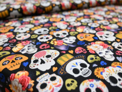 Popelín algodón 100% calaveras Día de los Muertos