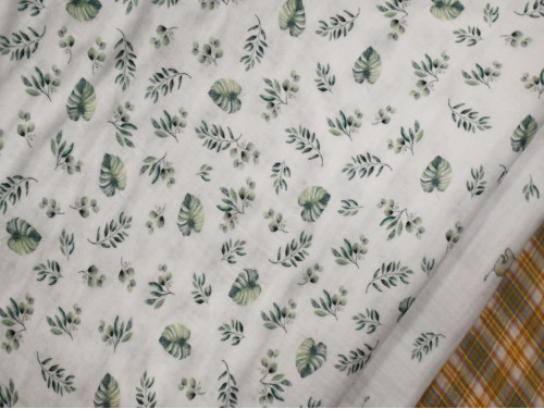Muselina Estampada de Hojas| 100% Algodón