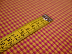 Vichy Seersucker Mostaza y Buganvilla cuadro 4mm