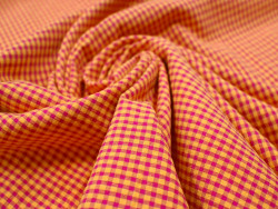 Vichy Seersucker Mostaza y Buganvilla cuadro 4mm