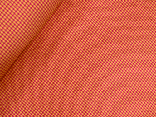 Vichy Seersucker Mostaza y Buganvilla cuadro 4mm