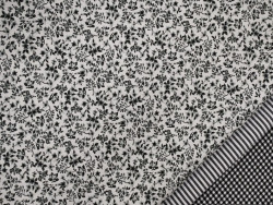 Popelín Estampado Flores | Blanco y Negro