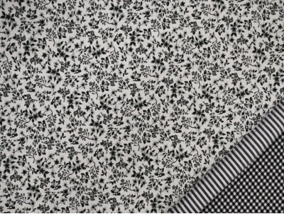 Popelín Estampado Flores | Blanco y Negro