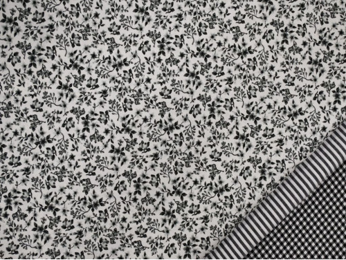 Popelín Estampado Flores | Blanco y Negro