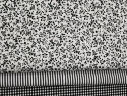 Popelín Estampado Flores | Blanco y Negro