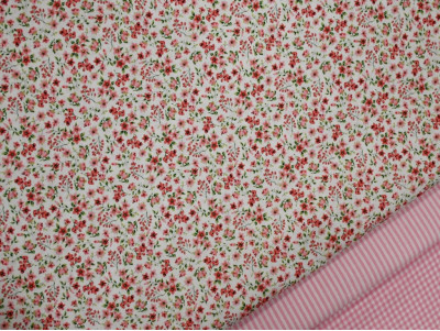 Popelín Estampado Flores | Rosa y Rojo