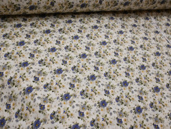 Loneta Estampada de Flores Azules | 50% poliester 50% algodón | 280 cm de ancho
