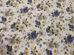 Loneta Estampada de Flores Azules | 50% poliester 50% algodón | 280 cm de ancho