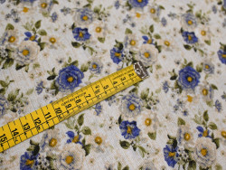 Loneta Estampada de Flores Azules | 50% poliester 50% algodón | 280 cm de ancho