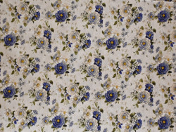 Loneta Estampada de Flores Azules | 50% poliester 50% algodón | 280 cm de ancho