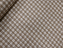 Tela mantelería cuadros beige| 100% Algodón