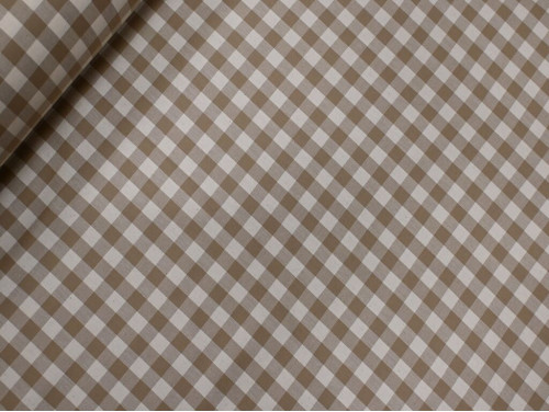 Tela mantelería cuadros beige| 100% Algodón