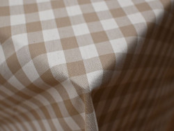 Tela mantelería cuadros beige| 100% Algodón