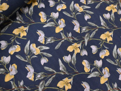 Loneta estampada floral azul 280 cm – Poliéster y algodón