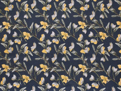 Loneta estampada floral azul 280 cm – Poliéster y algodón
