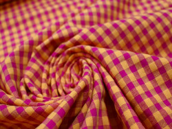 Vichy Seersucker magenta y mostaza