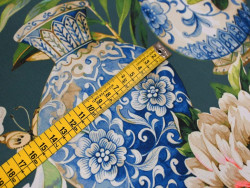 Loneta estampada porcelana y flores