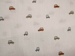 Muselina estampada de coches | 100% algodón