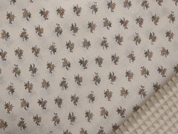 Voile de algodón 100% flores pequeñas fondo crema
