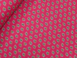 Voile de algodón 100% flores pequeñas fondo fucsia