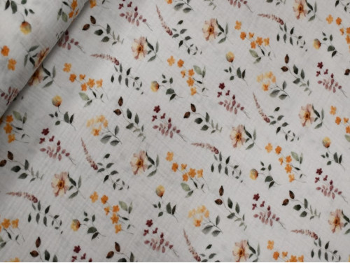 Muselina estampada de flores | 100% algodón