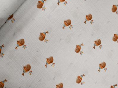 Muselina estampada de ballenas infantiles| 100% algodón