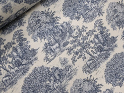 Loneta Estmpada Toile de Jouy 280 cm | Azul