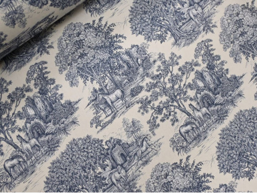 Loneta Estmpada Toile de Jouy 280 cm | Azul