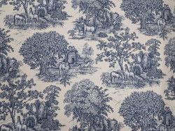 Loneta Estmpada Toile de Jouy 280 cm | Azul