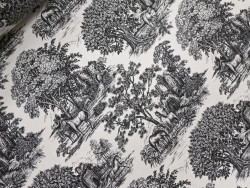 Loneta Estmpada Toile de Jouy 280 cm | Negro