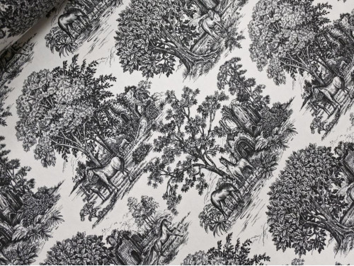 Loneta Estmpada Toile de Jouy 280 cm | Negro