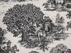 Loneta Estmpada Toile de Jouy 280 cm | Negro