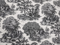 Loneta Estmpada Toile de Jouy 280 cm | Negro