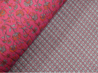 Muselina acolchada reversible | Flores y Geométricos