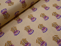 Algodón estampado de flores | Malva y Mostaza