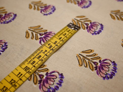 Algodón estampado de flores | Malva y Mostaza