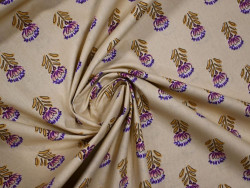 Algodón estampado de flores | Malva y Mostaza
