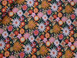 Algodón estampado de flores | Malva y Mostaza