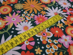 Algodón estampado de flores | Malva y Mostaza
