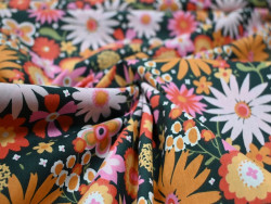Algodón estampado de flores | Malva y Mostaza