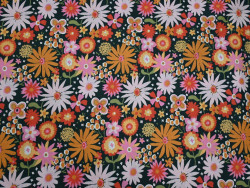Algodón estampado de flores | Malva y Mostaza