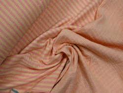 Muselina reversible de rayas | Rosado y Vainilla
