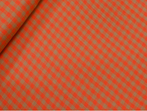 Muselina vichy camel/naranja | Algodón 140 cm