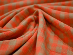 Muselina vichy camel/naranja | Algodón 140 cm