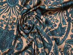 Satén Estampado Floral Teal | 150cm