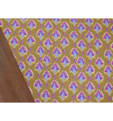 Crepé floral elástico verde oliva | Tela fluida y cómoda