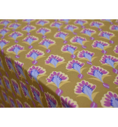 Crepé floral elástico verde oliva | Tela fluida y cómoda